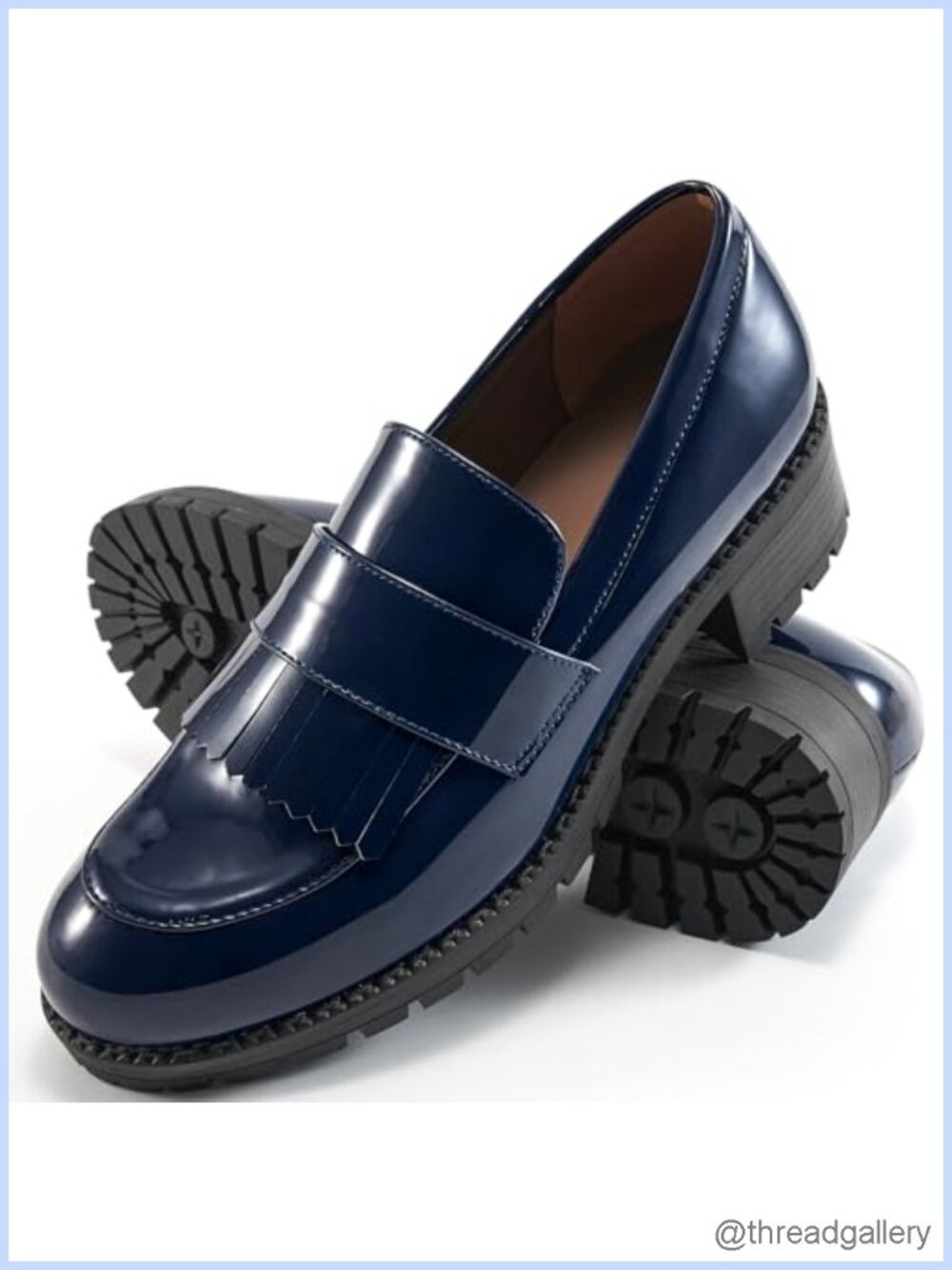 Patent Leather Loafers Platform Chunky Lug Sole Comfort Slip On Casual Work